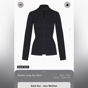 KHY POPLIN LONG SLEEVE ZIP SHIRT - Black Small